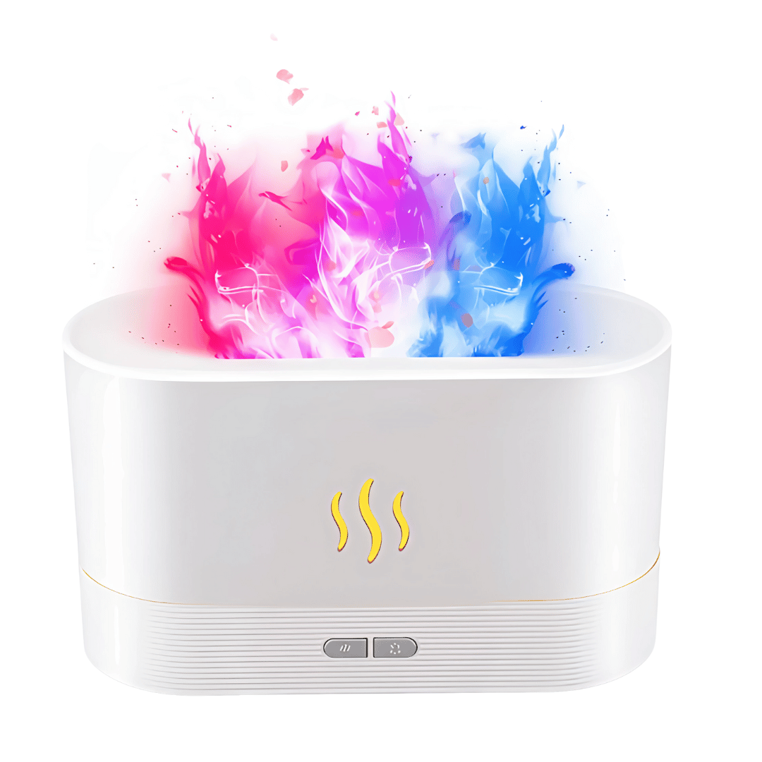 GlowMist Flame – Aromatherapie-Diffuser mit LED-Flammenlicht & Ultraschall-Technologie – Raumduft, Stressreduktion & Hautbefeuchtung