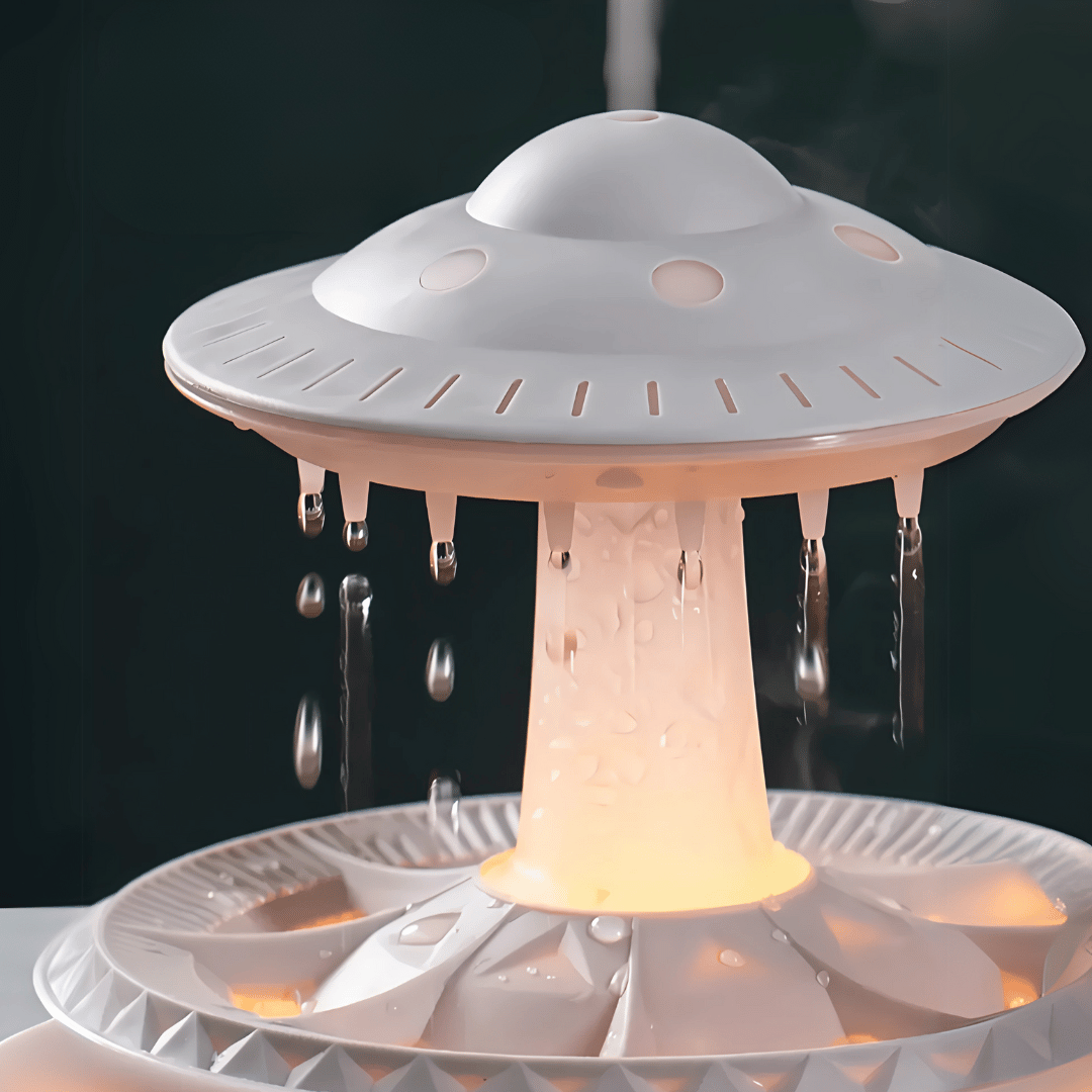 AromaOrbit Luftbefeuchter – UFO Diffusor mit Regen-Effekt für Raumduft & angenehme Luftfeuchtigkeit