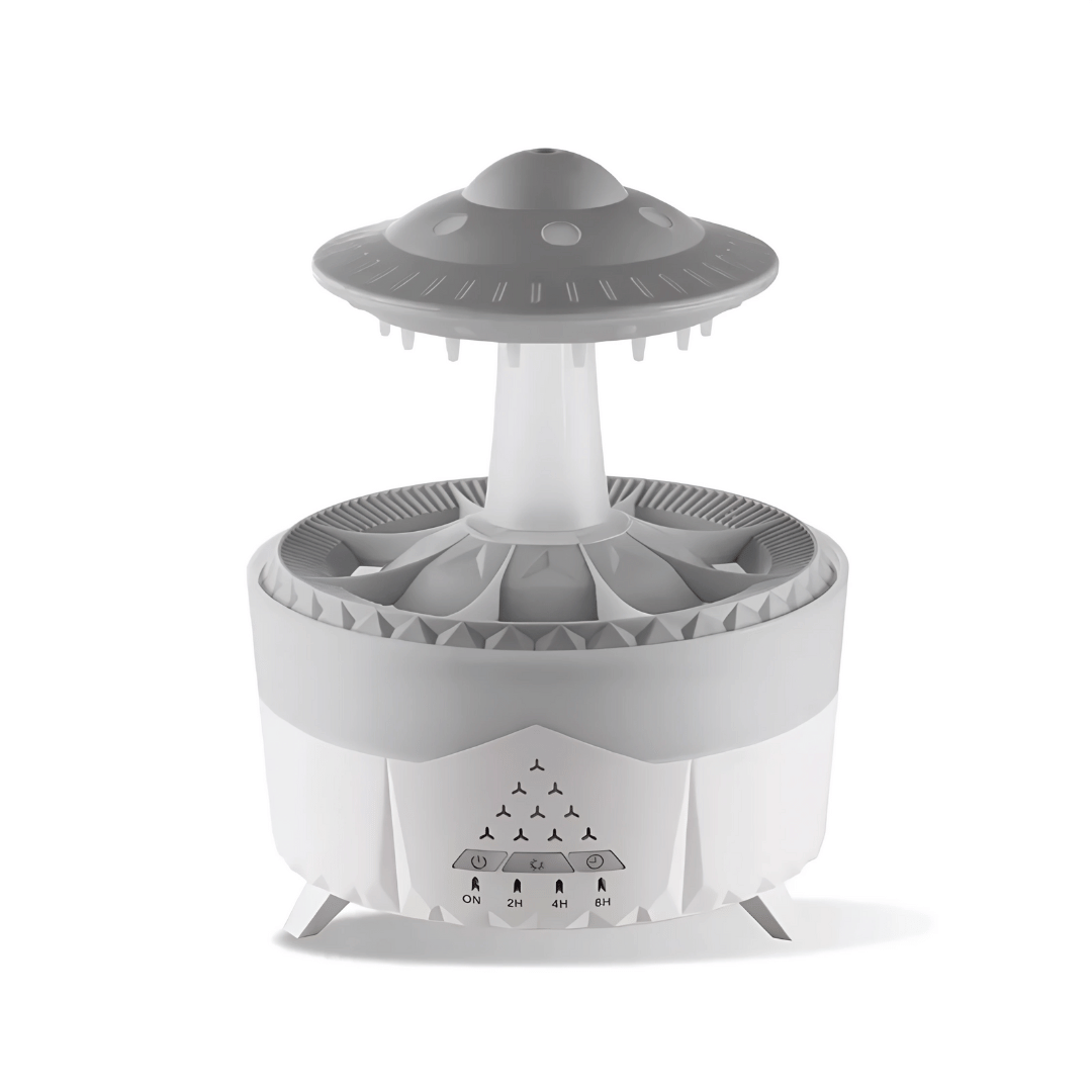 AromaOrbit Luftbefeuchter – UFO Diffusor mit Regen-Effekt für Raumduft & angenehme Luftfeuchtigkeit