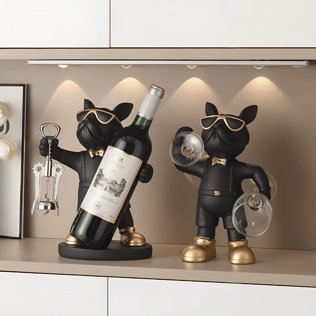 French Bulldog Weinhalter – Moderne Kunst Tischdeko & Geschenk für Weinfreunde