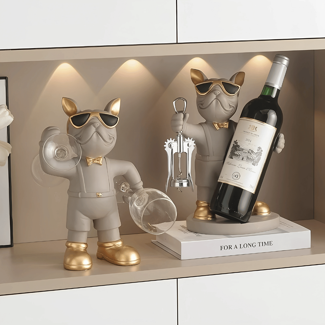 French Bulldog Weinhalter – Moderne Kunst Tischdeko & Geschenk für Weinfreunde