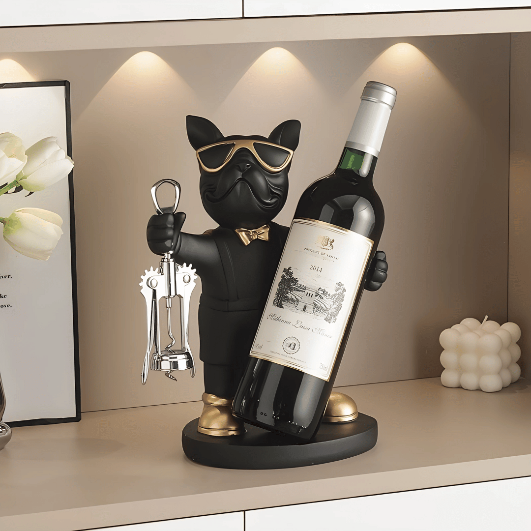 French Bulldog Weinhalter – Moderne Kunst Tischdeko & Geschenk für Weinfreunde