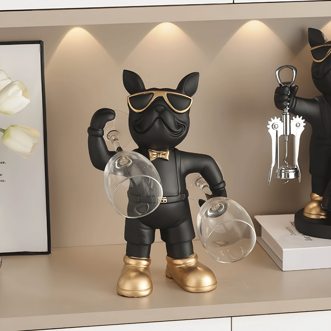 French Bulldog Weinhalter – Moderne Kunst Tischdeko & Geschenk für Weinfreunde