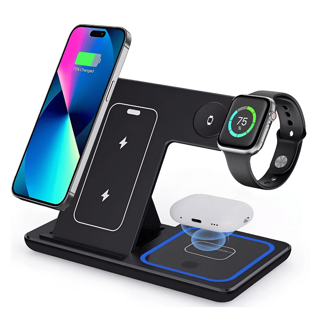 Ladestation Pro 3-in-1 Wireless Charger – 30W Schnellladegerät für iPhone, Apple Watch & AirPods