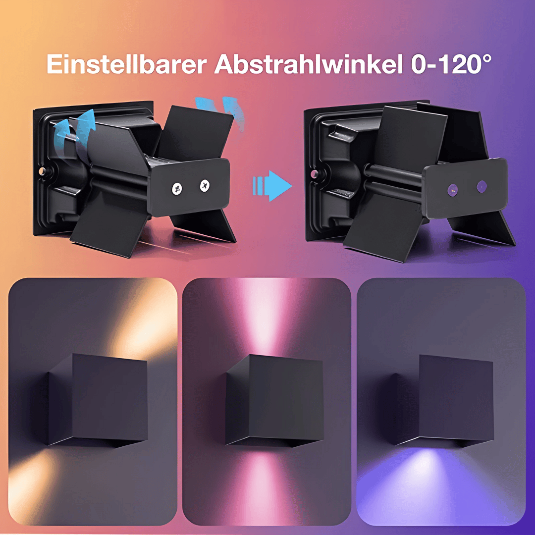 LumaCube Wandleuchte - RGB & Weißlicht mit App-Steuerung - dimmbar, wasserdicht & mit Bewegungssensor