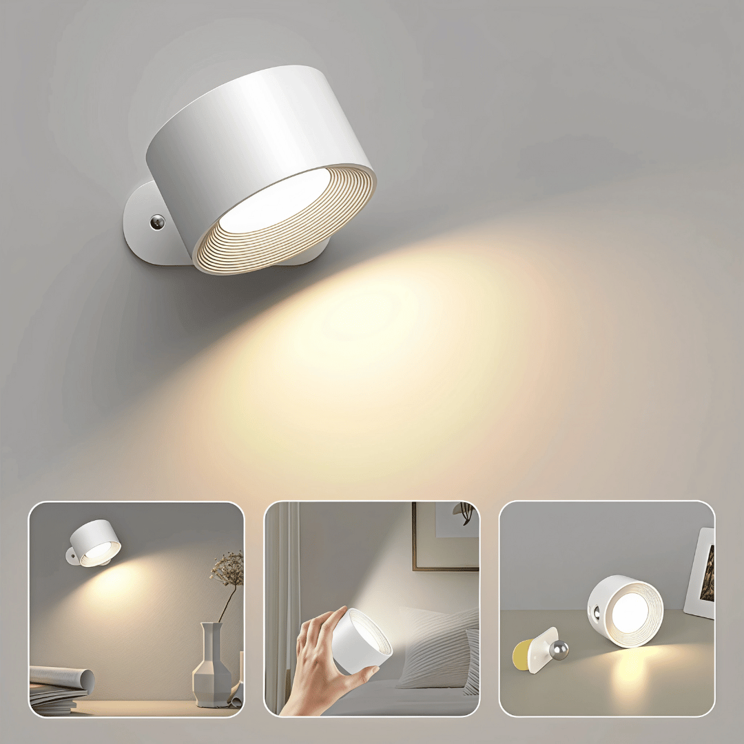LumaLight 360° Wandleuchte – Kabellose LED Wandlampe mit Akku, 19 RGB Farben, dimmbar & mit Touch- und Fernbedienung