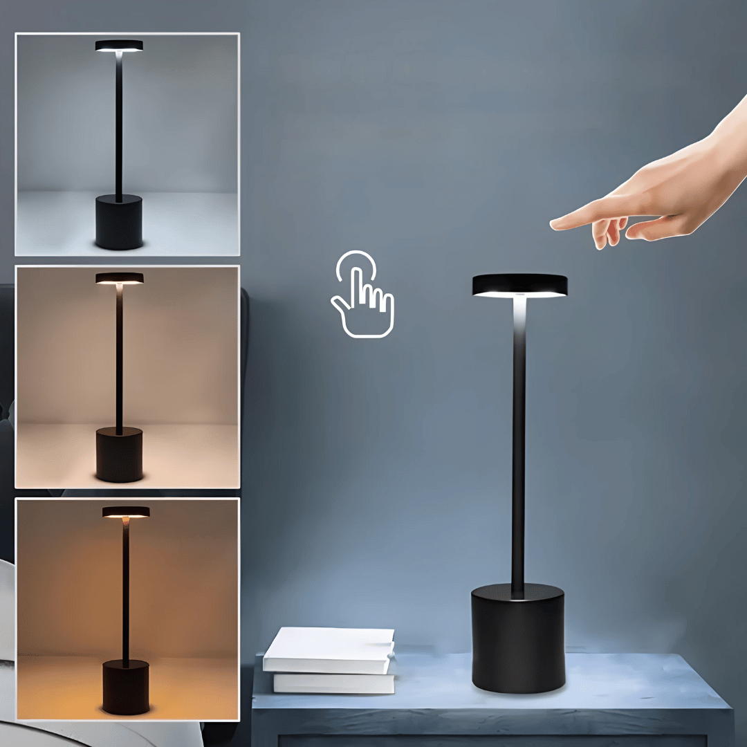 LumiGlow Tischlampe – Kabellose LED-Leuchte mit Touch & Akku – Dimmbar für stilvolle Lichtstimmung drinnen & draußen