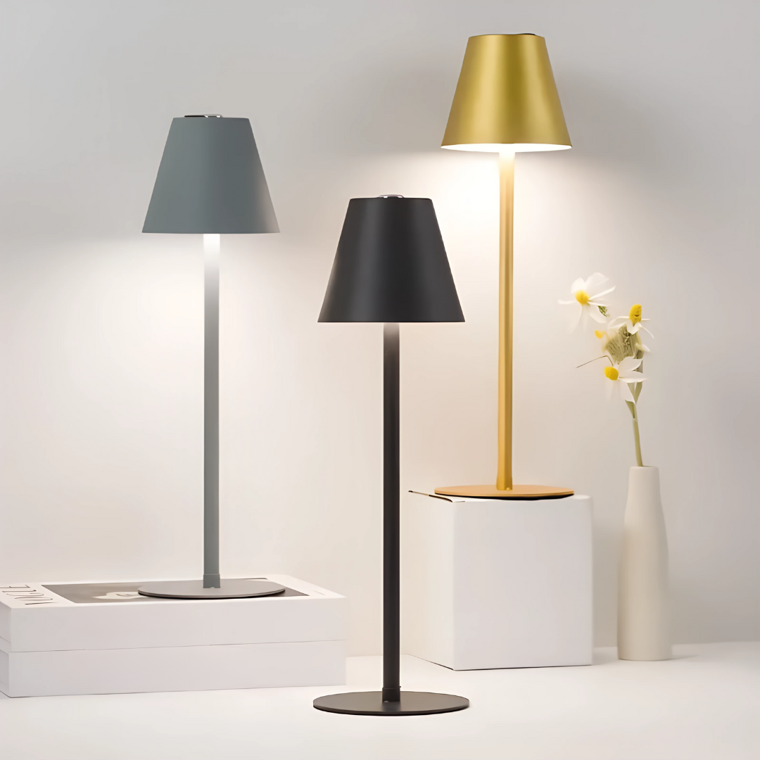 LumiGlow Tischlampe – Wiederaufladbare LED Lampe – Dimmbar für stilvolle Lichtstimmung drinnen & draußen