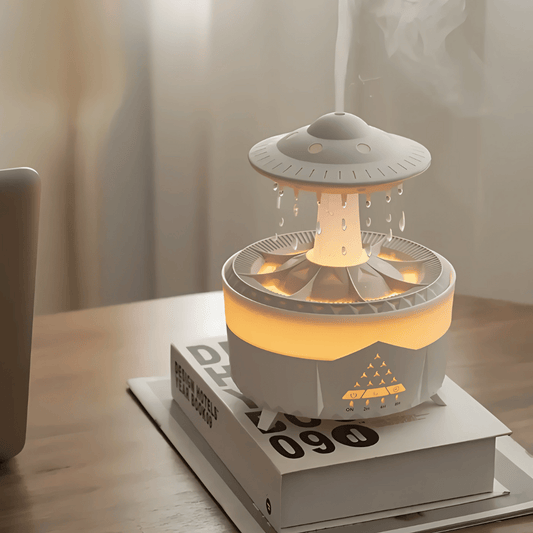 AromaOrbit Luftbefeuchter – UFO Diffusor mit Regen-Effekt für Raumduft & angenehme Luftfeuchtigkeit