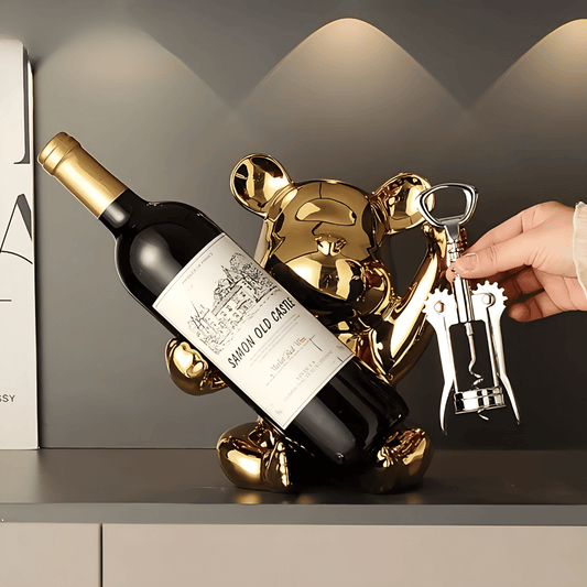 Bar Buddy Weinflaschenhalter – Moderne Kunst Weinhalter mit Öffner – Perfektes Wohnaccessoire für Hausbar