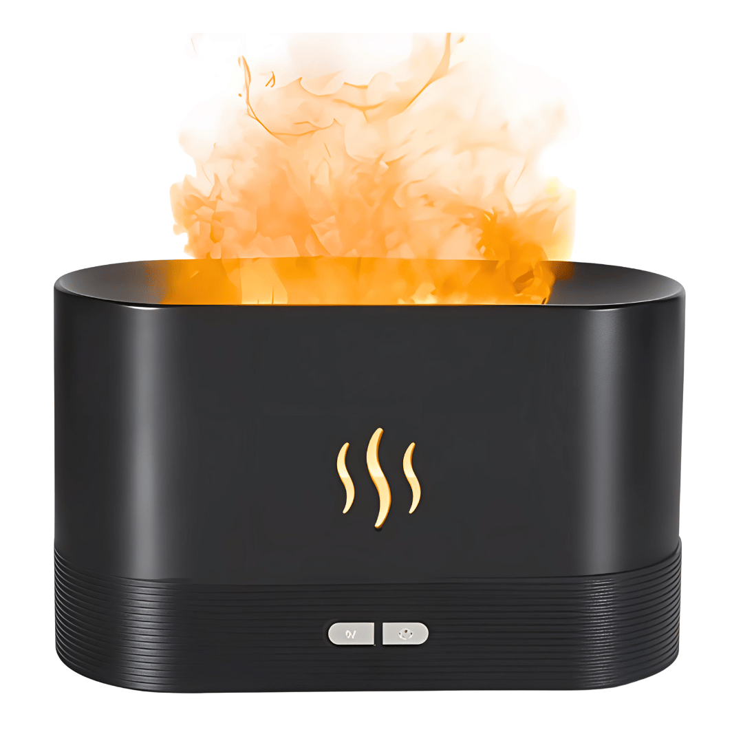 GlowMist Flame – Aromatherapie-Diffuser mit LED-Flammenlicht & Ultraschall-Technologie – Raumduft, Stressreduktion & Hautbefeuchtung