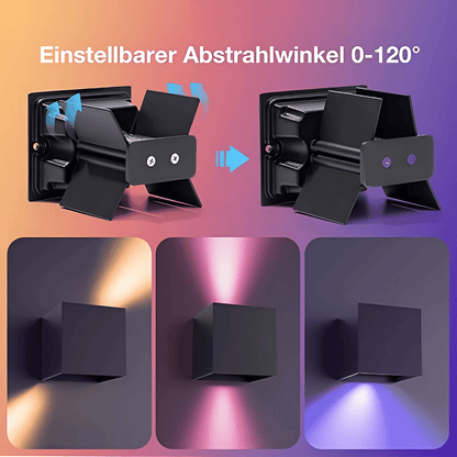 LumaCube Wandleuchte -  RGB & Weißlicht mit App-Steuerung - dimmbar, wasserdicht & mit Bewegungssensor