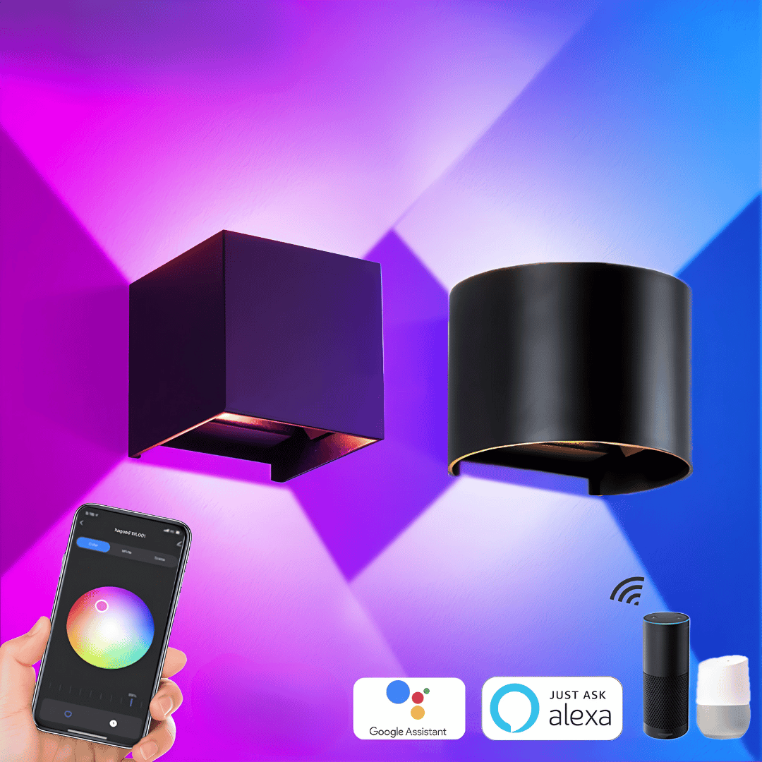 LumaCube Wandleuchte -  RGB & Weißlicht mit App-Steuerung - dimmbar, wasserdicht & mit Bewegungssensor