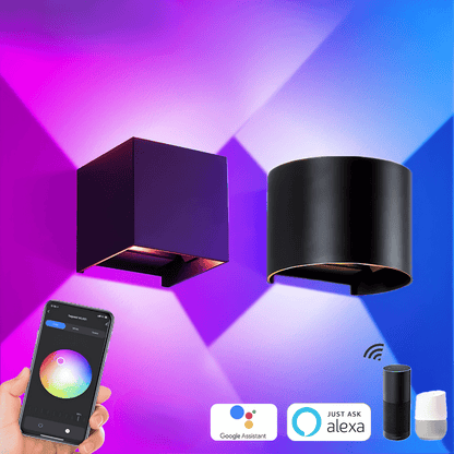 LumaCube Wandleuchte -  RGB & Weißlicht mit App-Steuerung - dimmbar, wasserdicht & mit Bewegungssensor