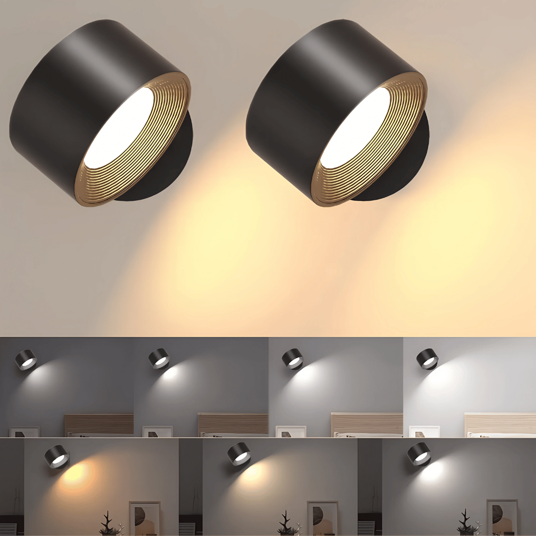 LumaLight 360° Wandleuchte – Kabellose LED Wandlampe mit Akku, 19 RGB Farben, dimmbar & mit Touch- und Fernbedienung