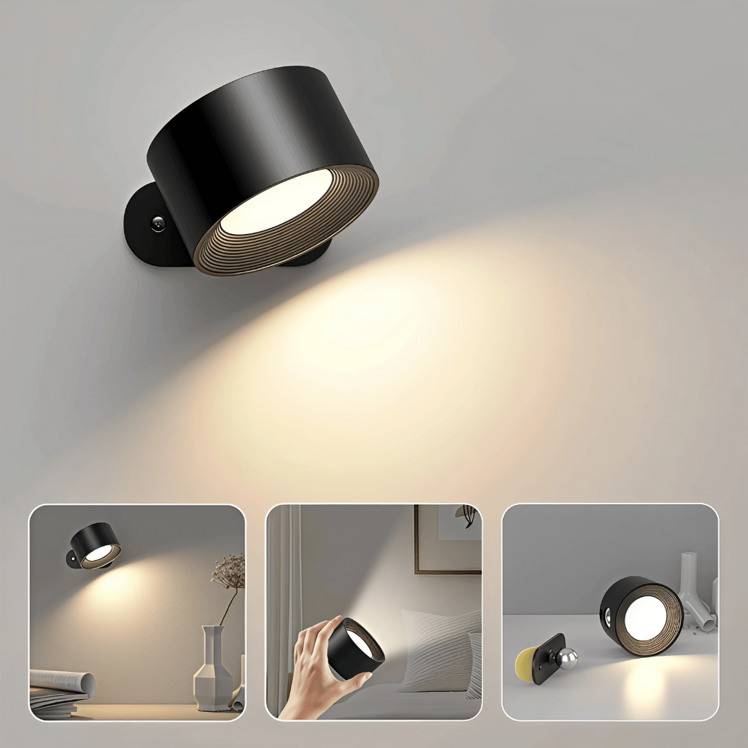 LumaLight 360° Wandleuchte – Kabellose LED Wandlampe mit Akku, 19 RGB Farben, dimmbar & mit Touch- und Fernbedienung