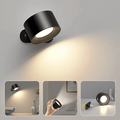 LumaLight 360° Wandleuchte – Kabellose LED Wandlampe mit Akku, 19 RGB Farben, dimmbar & mit Touch- und Fernbedienung
