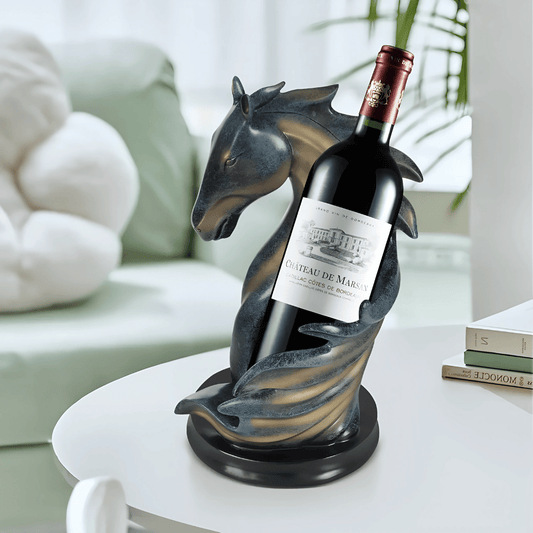 Pferde-Weinhalter Skulptur – Dekoratives Weinregal aus Kunstharz – Edle Flaschenhalter Deko für Küche & Wohnzimmer