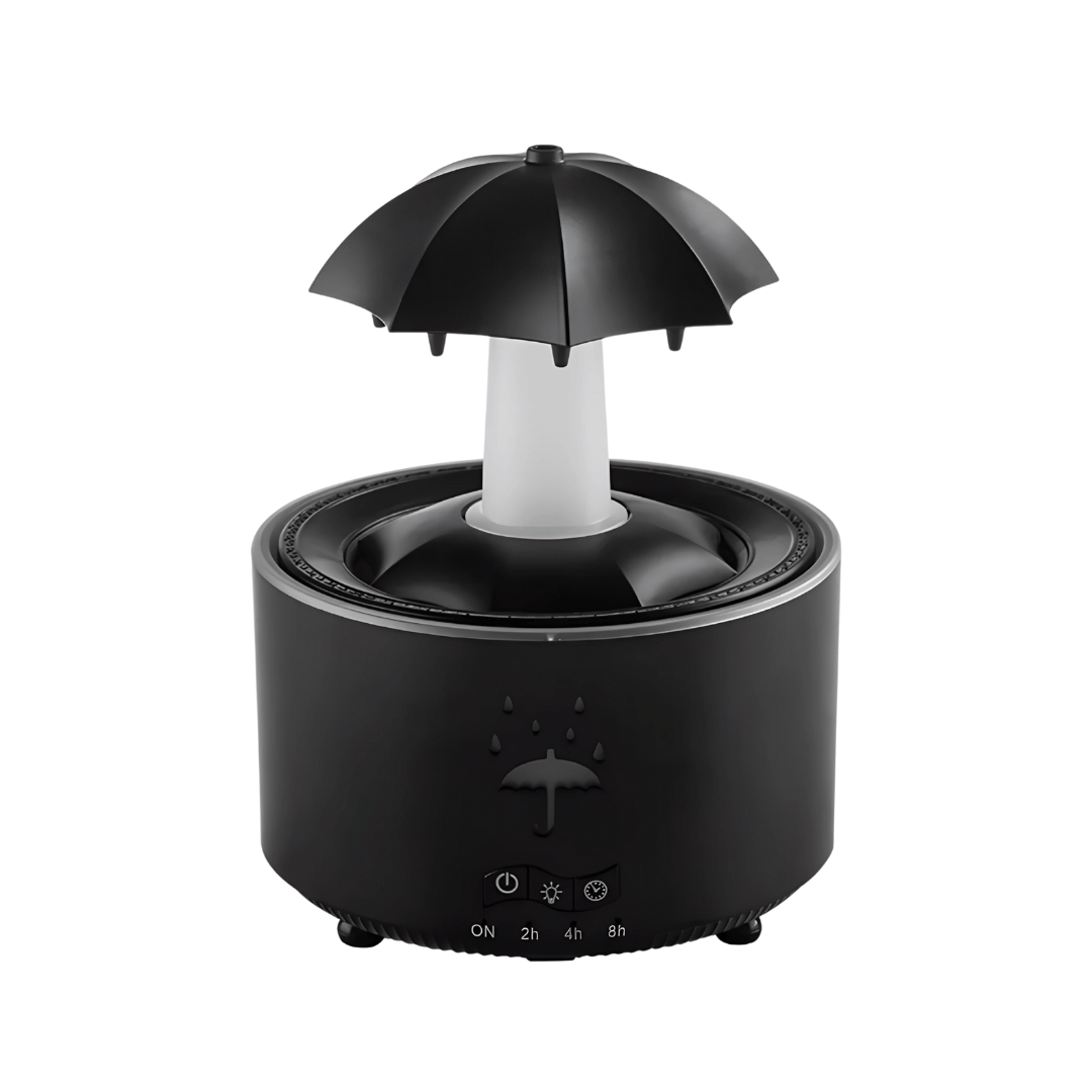 RainAura Luftbefeuchter – Aroma-Diffusor mit rotierendem Wasserfall-Effekt für Raumduft & angenehme Luftfeuchtigkeit