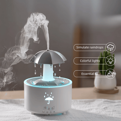 RainAura Luftbefeuchter – Aroma-Diffusor mit rotierendem Wasserfall-Effekt für Raumduft & angenehme Luftfeuchtigkeit