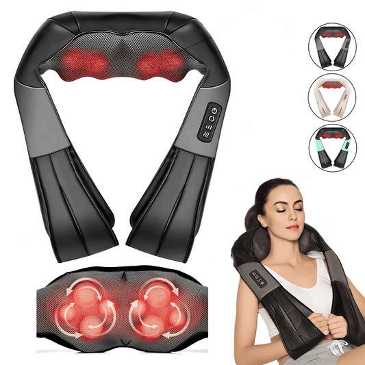 Shiatsu Nacken- & Schultermassagegerät – Tiefenwirksames Massagekissen mit Wärmefunktion für Rücken, Beine & Körper