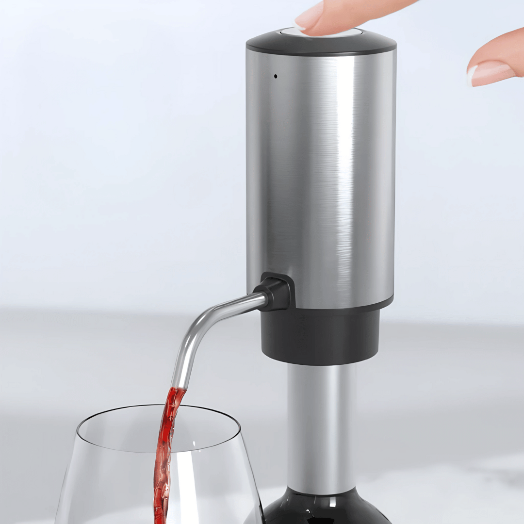 Wein Set – elektrischer Korkenzieher mit Folienschneider, Ausgießer & Weinverschluss im Geschenkset