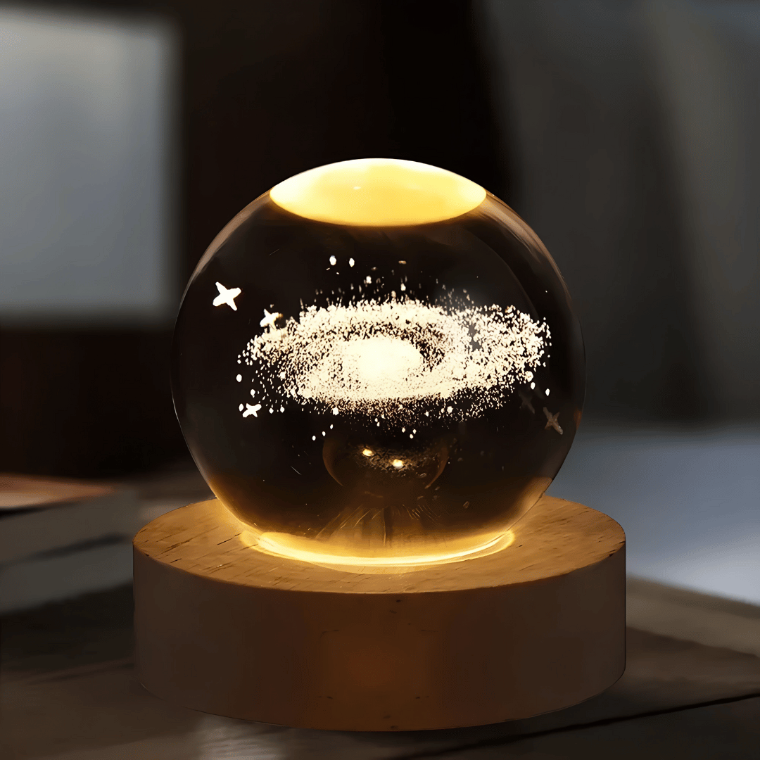Galaxy Crystal Ball Lampe – 3D-Mondlicht mit USB – Magische Leuchtkugel für Schlafzimmer, Tisch & Home-Deko